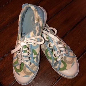 Coach Light Blue and Green Sneakers